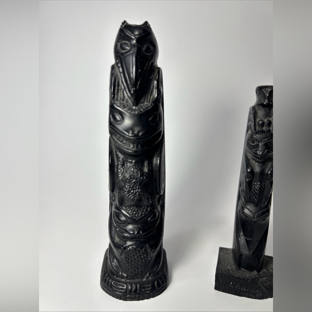 Boma Canada Totem Raven Desk Curio Souvenir Black Native 7” Vintage